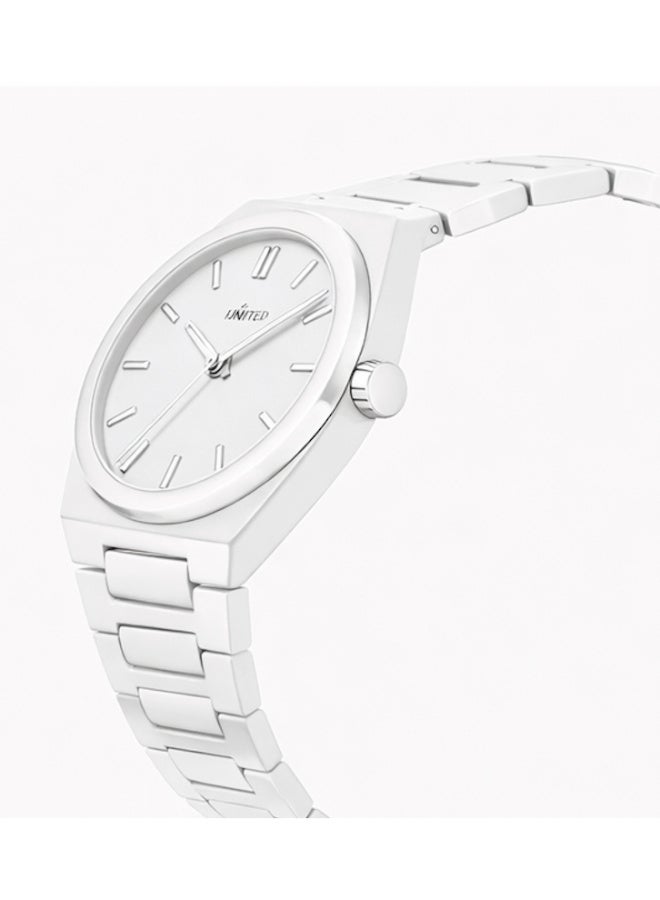 FG UNITED Mens Luxury White Plastic Band Quartz Wrist Watch 40mm - FG6002 - Image 2